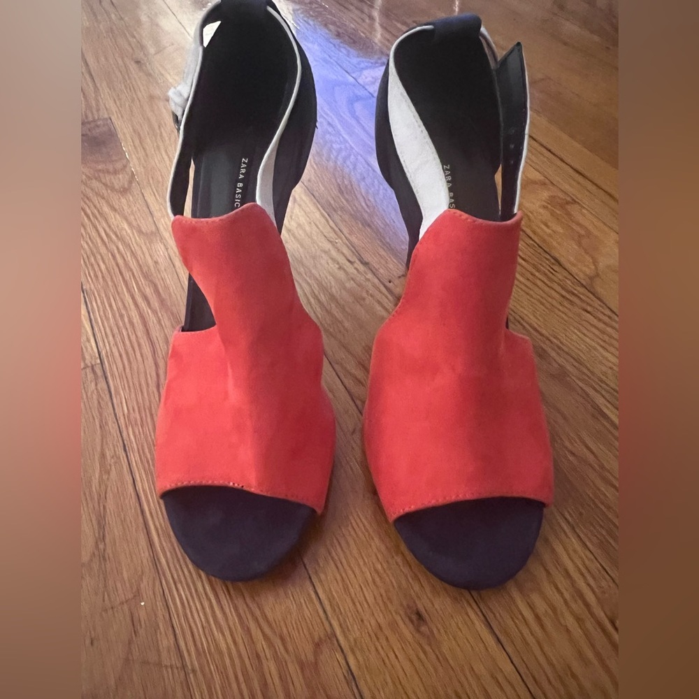Zara open toe ankle strap heels